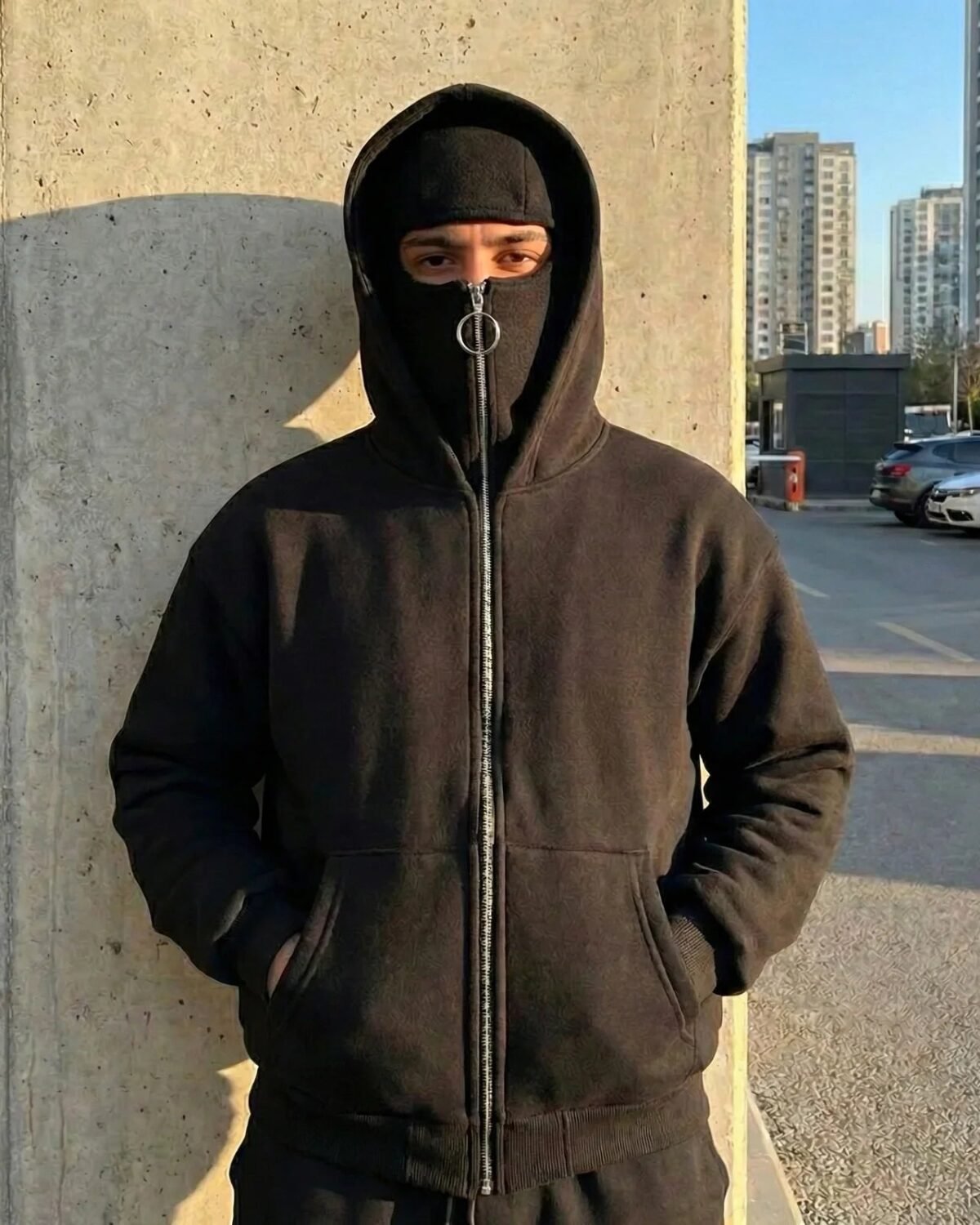 Balaclava Ninja Zipper Hoodie – Veste d’Hiver Tactique Confortable & Style Urbain