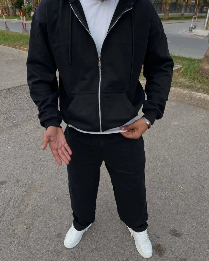 Ensemble 2 Pièces Premium Unisexe – Veste Zippée & Pantalon Baggy