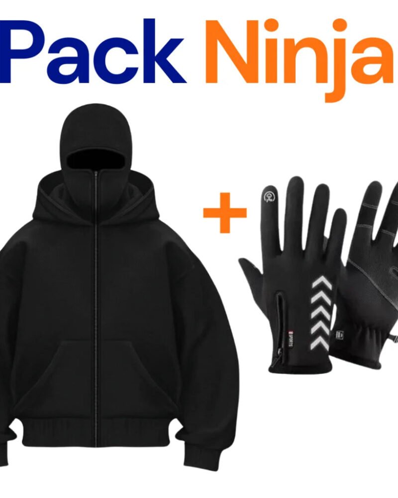 Veste Balaclava Ninja avec cagoule + Gants Thermique Screen touch